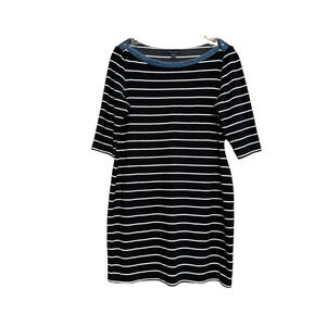 TOMMY HILFIGER Dress Womens Large Striped 3/4 Sleeves Short Casual Preppy